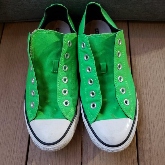 EUC CTAS Converse Neon Verdant Green, Double Tongue 107211F (8M - 10W) KICKS - Picture 6 of 9